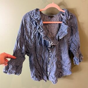 Ann Taylor Blue Ruffled Blouse